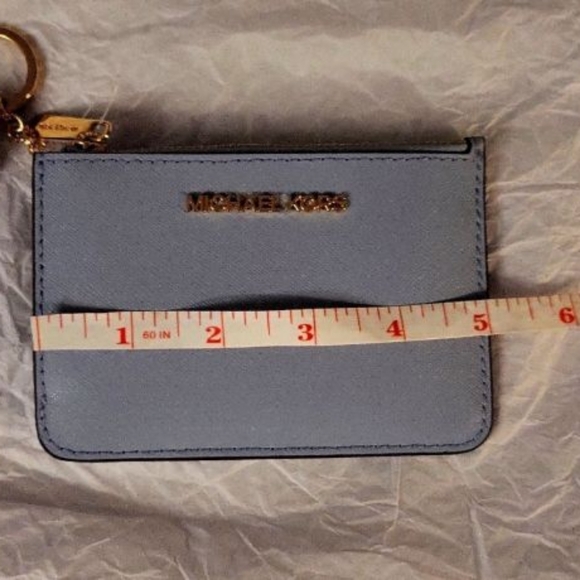 Michael Michael Kors Jetset Blue Travel Wallet Card Holder Zipper Coin Pouch - Picture 5 of 9